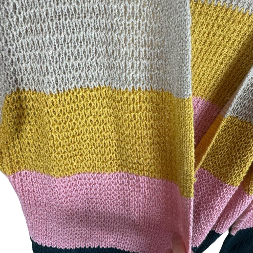 Umgee USA Colorful Striped Long Sleeve Lightweight Loose Knit Open Cardigan XL - Picture 5 of 7